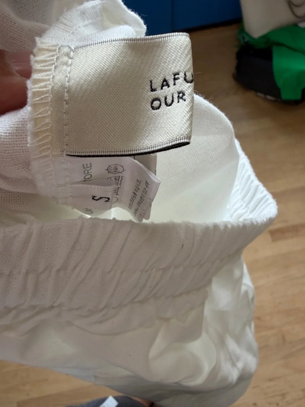 Lafudge our man size small white pants linen blend elastic waist